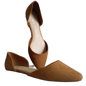 Gap Size 9 Brown Faux Suede D'orsay Ballet Flat Pointed Toe Shoes